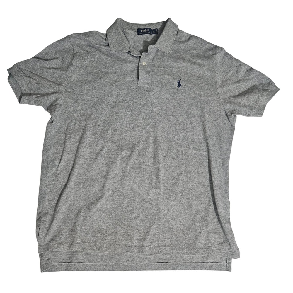 Polo Ralph Lauren Mens XL Gray Short Sleeve Pique Cotton Pony Logo Polo Shirt